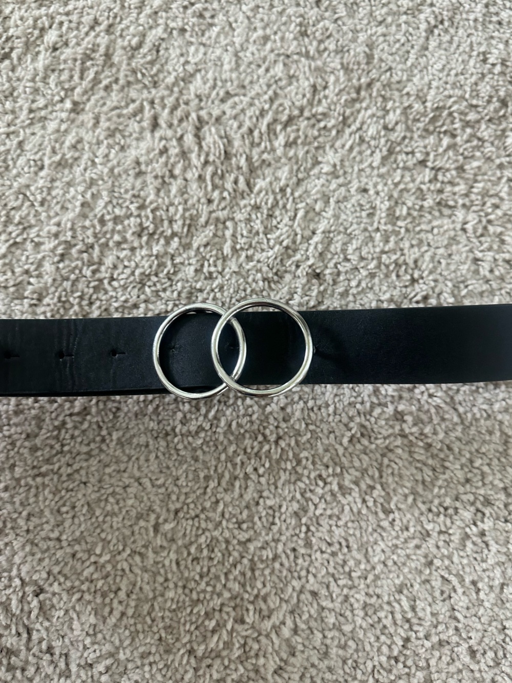 Forever 21 Black Belt with Double Silver Rings